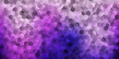 textura vector roxo claro com hexágonos coloridos.