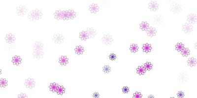 modelo de doodle de vetor rosa e roxo claro com flores.