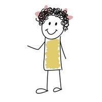 fofa rabisco desenho animado personagem menina com arcos. vetor ilustração
