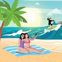 ilustração vetorial de composição de férias de férias na praia vetor