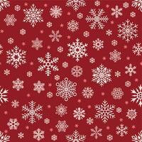 flocos de neve padronizar. Natal queda floco de neve em vermelho pano de fundo. inverno feriado neve desatado vetor fundo