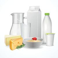 ilustração em vetor composição realista de produtos lácteos