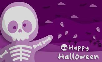 feliz festa de halloween em estilo paper art vetor