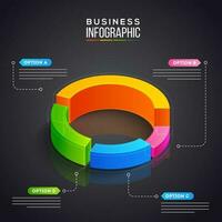 3d torta gráfico dentro quatro crescimento passos para o negócio infográficos conceito. vetor