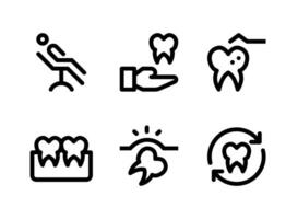 conjunto simples de ícones de linha de vetor relacionados a odontologia