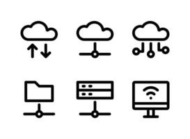 conjunto simples de ícones de linha de vetor relacionados à rede
