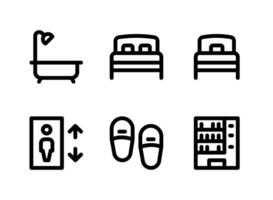 conjunto simples de ícones de linha de vetor relacionados a serviços de hotel