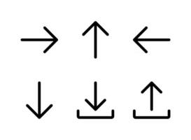 conjunto simples de ícones de linha de vetor relacionados com setas