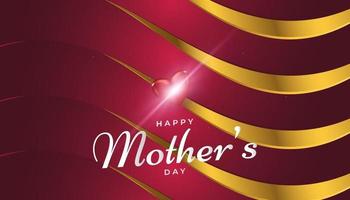 cartão comemorativo do dia das mães em vermelho e dourado com estilo de corte de papel vetor