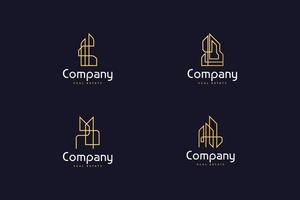 conjunto de logotipo de edifício ou construção de imóveis com estilo de linha em um conceito simples e minimalista vetor