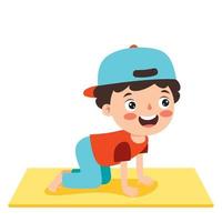garoto engraçado em pose de ioga vetor