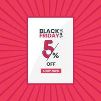 banner de vendas black friday 5% de desconto promoção black friday oferta de 5% vetor