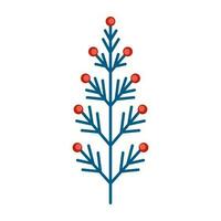 simples minimalista azul verde ramo com vermelho bagas. floral coleção do elegante plantas para sazonal decoração . estilizado ícones do botânica. estoque vetor ilustração