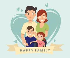 desenho de estilo de desenho animado de família feliz