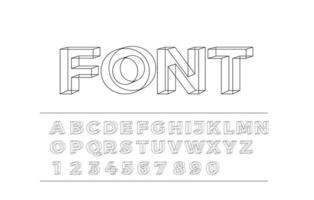 Números e símbolos de letras de fonte do alfabeto geométrico 3D vetor