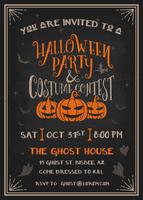 Festa de Halloween e concurso de fantasia Convite com design assustador de abóboras vetor