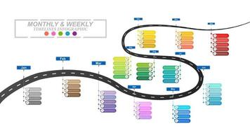 modelo de infográficos de gráfico de processo de cronograma horizontal empresarial moderno vetor