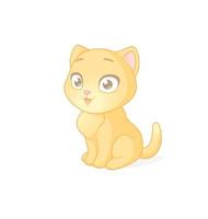 gatinho lindo bebê gengibre sentado personagem de desenho animado isolado no branco vetor