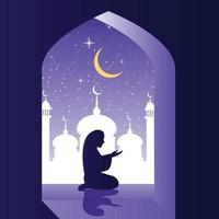 mulher muçulmana orando vetor
