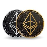 criptomoeda ethereum ouro e prata vetor