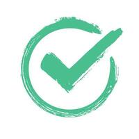 verde grunge Verifica marca. corrigir responder, verificação voto ou escolha aprovação ícone. verificado círculo vetor símbolo