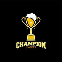 Cerveja copo com transbordante espuma, Cerveja troféu símbolo vencedora campeão vetor Projeto