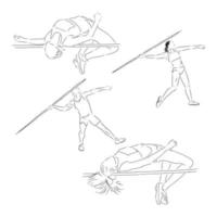 uma coleção de ilustrações de arte de doodle que inclui a seguinte ilustração de desenho vetorial de pista de esportes e corredor de campo. vetor