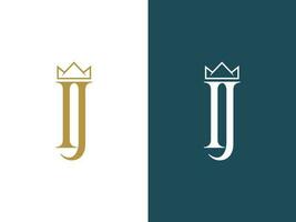 Prêmio vetor carta j logotipo com coroa vetor, lindo logótipo Projeto para luxo companhia branding. elegante identidade Projeto dentro ouro cor.