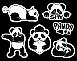 ilustração em vetor adesivos panda fofos