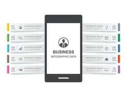 modelo de infográfico para smartphone com 10 dados para negócios vetor