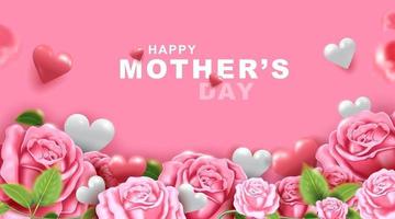 cartão de dia das mães com fundo de flores bonitas vetor