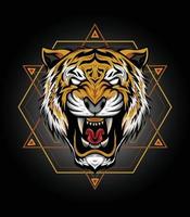 ilustração de cabeça de tigre vetor desenho de tigre para camiseta mascote logo esporte de equipe