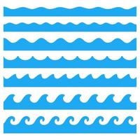 Ondas de vetor de onda de água balançando em lagos e oceanos isolados no fundo branco