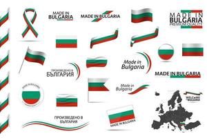 grande conjunto de vetores de ícones de símbolos de fitas búlgaras e bandeiras isoladas em um fundo branco feito em conjunto tricolor nacional búlgaro de qualidade premium da Bulgária para seus infográficos e modelos