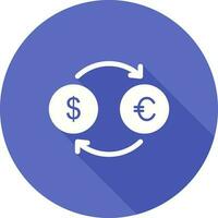 ícone de vetor de dólar para euro
