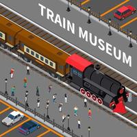 ilustração em vetor composição isométrica do museu do trem