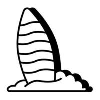 ícone de prancha de aventura, design moderno de prancha de surf vetor