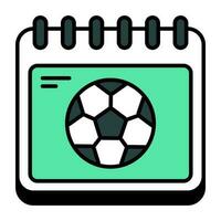 calendário com futebol ícone, Esportes cronograma vetor