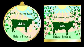 etiqueta de produto natural de vaca vetor