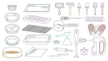 conjunto de ferramentas para esboço de culinária vetor