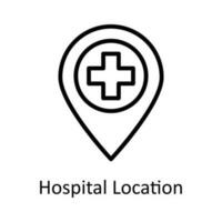 hospital localização vetor esboço ícone Projeto ilustração. localização e mapa símbolo em branco fundo eps 10 Arquivo