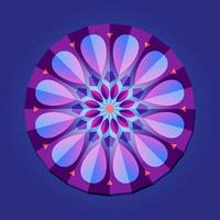 esta é uma mandala geométrica poligonal violeta com um padrão floral vetor