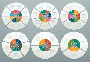 círculo infográfico. volta diagrama do processo passos, circular gráfico com seta. círculos e Setas; flechas gráfico gráficos vetor conjunto