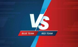 versus tela. vs batalha título, conflito duelo entre vermelho e azul times. confronto luta concorrência vetor fundo modelo