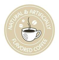 natural e artificialmente com sabor café, rótulo vetor