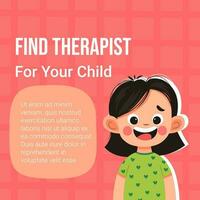 encontrar terapeuta para seu criança, médico Cuidado bandeira vetor