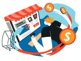 compras e comprando on-line, fazer ordem dentro rede vetor