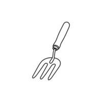 jardim pá garfo ferramenta linha simples logotipo vetor