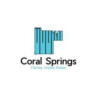 coral molas florida cidade geométrico moderno logotipo vetor