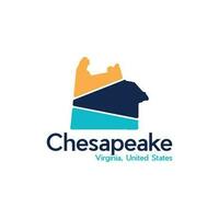 Chesapeake cidade mapa moderno criativo logotipo vetor